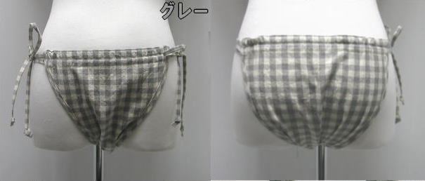 フィットショーツ綿麻ギンガムグレー