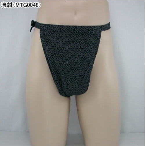 Tもっこふんどし巻き締め 青海波 濃紺