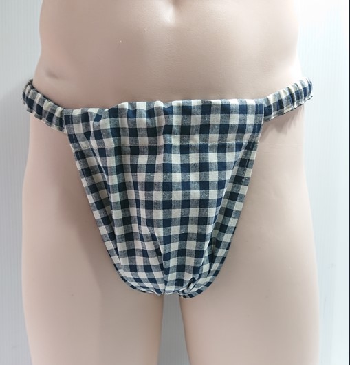 NEW もっこふんどし綿麻ギンガムチェック紺ゴム仕様