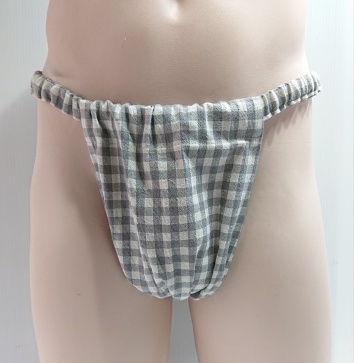 NEW もっこふんどし綿麻ギンガムチェックグレーゴム仕様